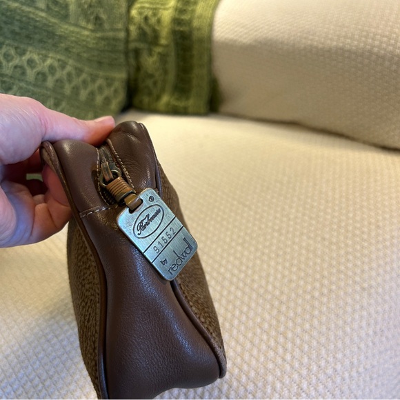 BORBONESE Vintage Redwall Partridge Eye Suede & Leather Clutch Cosmetic Pouch - Picture 8 of 12